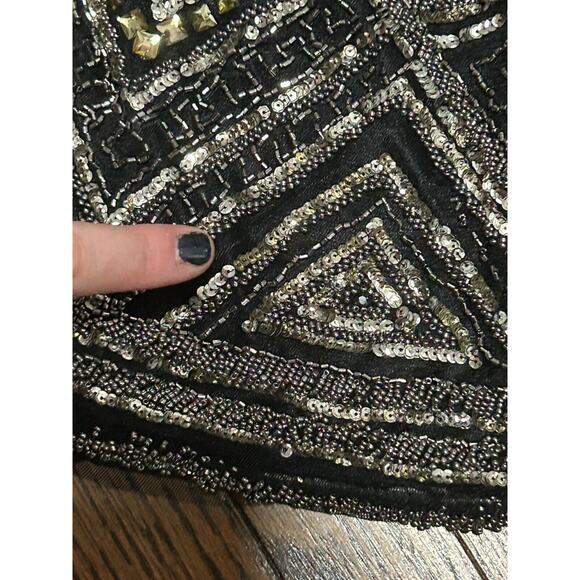 Vtg Sherri Hill Womens Black Embellished Beaded & Sequin Lined Mini Skirt Size 0 - Picture 6 of 11